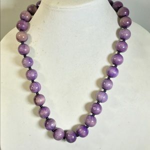 Lavender Wooden Beaded Necklace, 24”